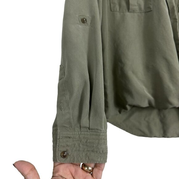 Anthropologie Holding Horses Chambray Surplice Hunter Green Top Size 2P - Picture 11 of 15
